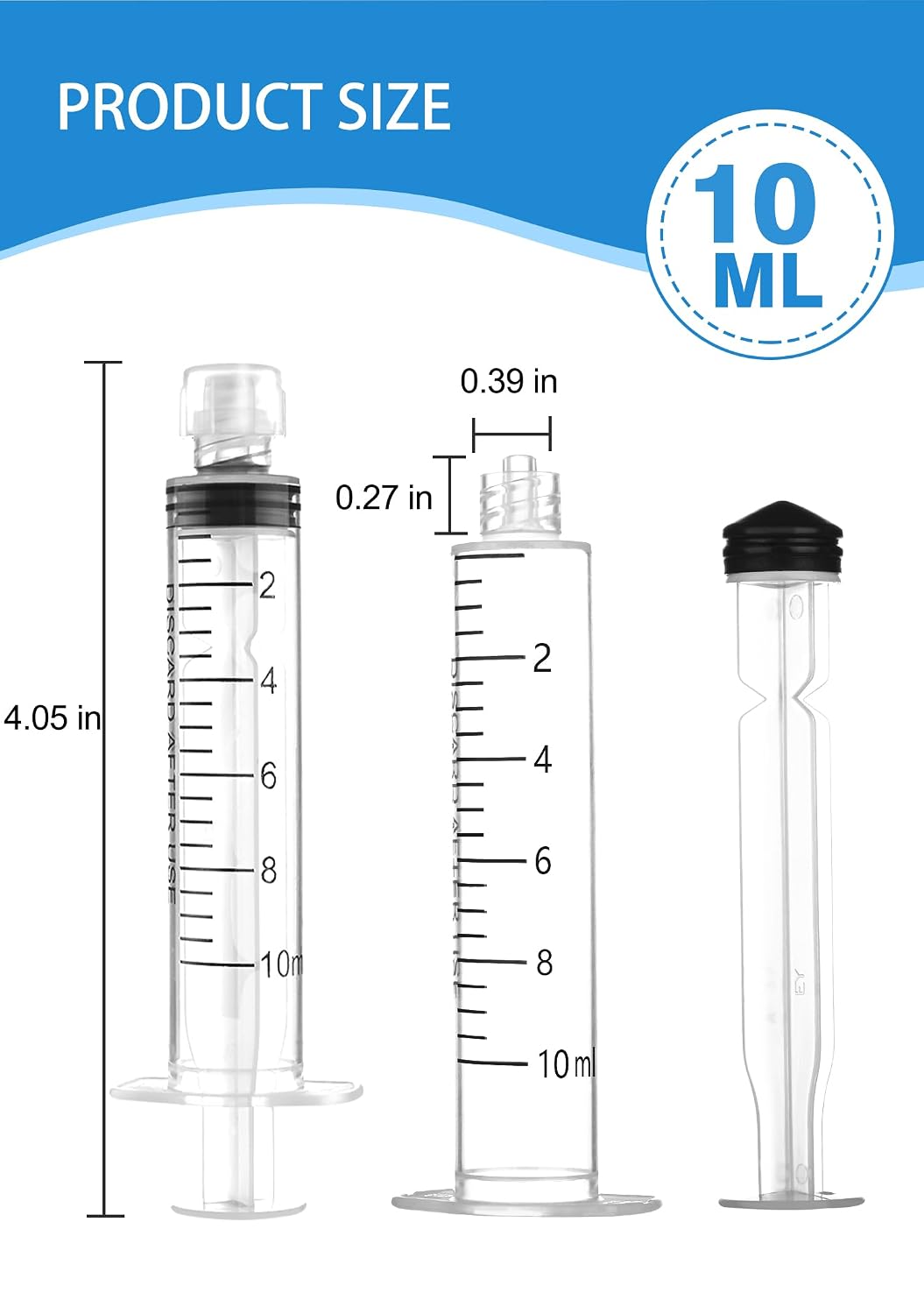 Luer Lock Syringe 10ml - Sterile Disposable Syringes 10 Pack | Without Needles Individual Sealed Packaging