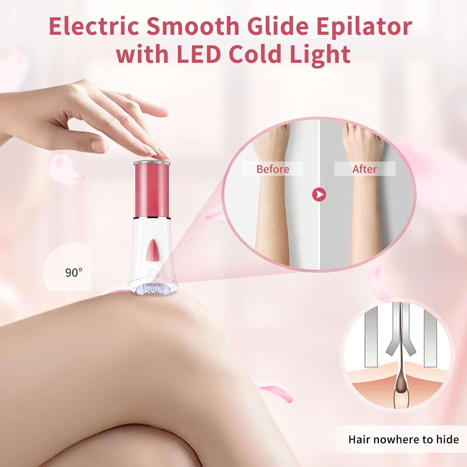 2026 Upgraded Facial Epilator for Women,Smooth Glide Cordless Hair Removal Device with LED Light,Precise & Painless