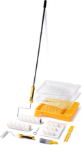 Paint Roller Kit with Extension Pole - 9 Inch Paint Roller with Tray, Mini Paint Roller 4 inch, Small Paint Brush, 16
