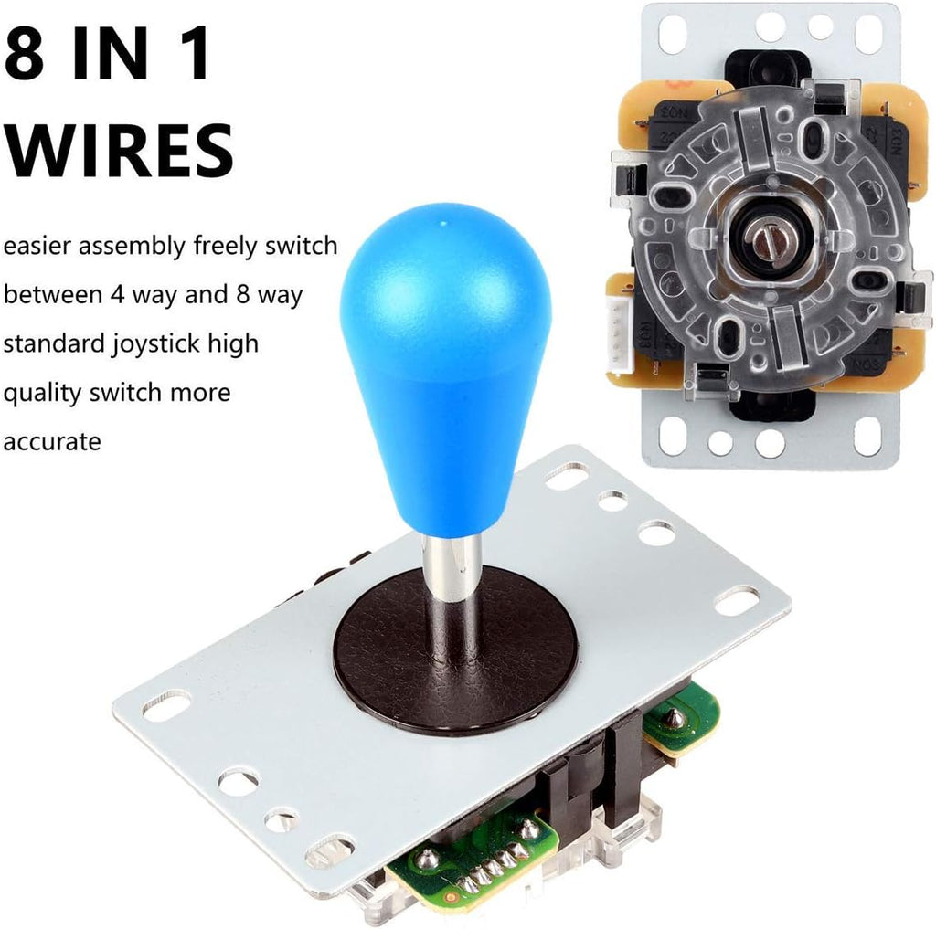 LED Arcade Joystick Buttons Kit Ellipse Oval Style 8 Ways Joystick + 20 x LED Arcade Buttons for 2 Player Video Games