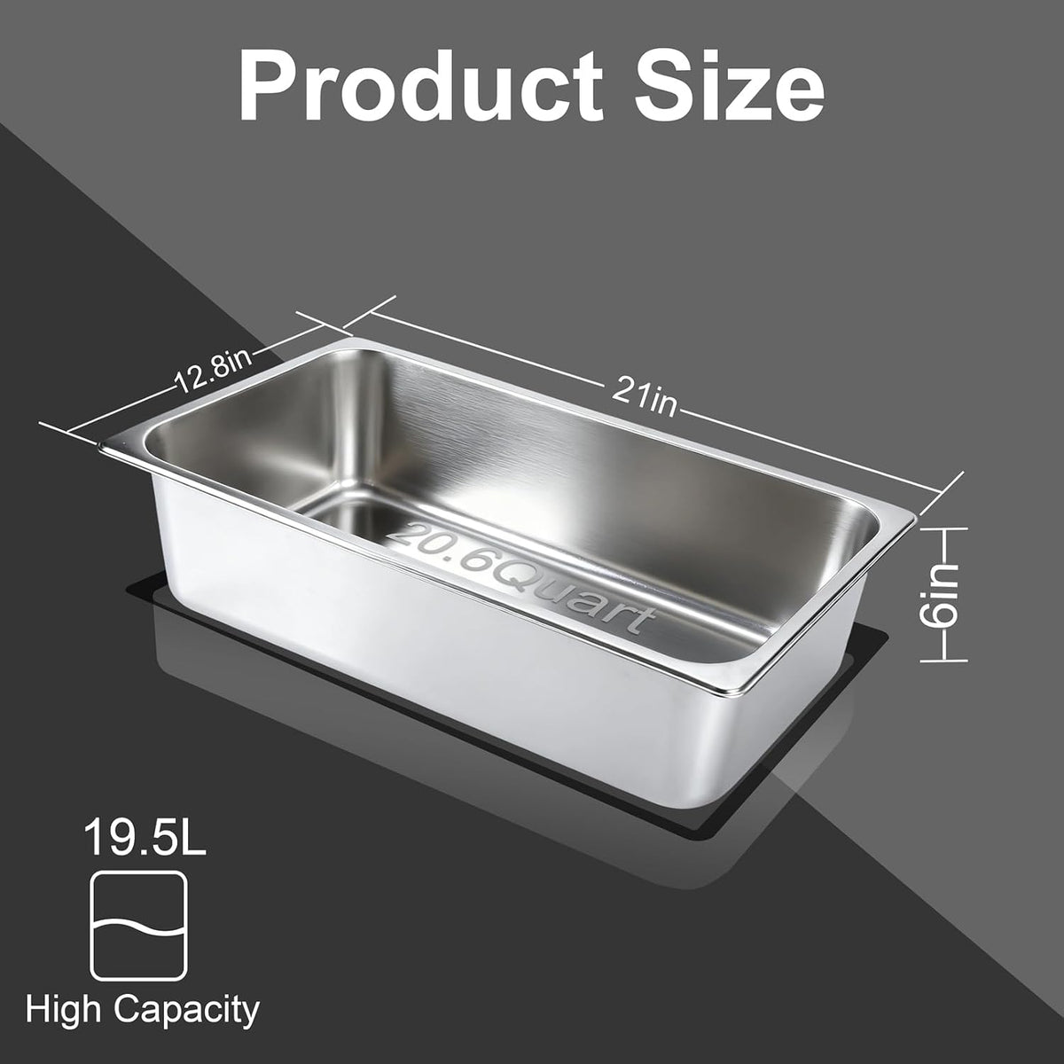 2 Pack Hotel Pans,1/1 Size 6" Deep