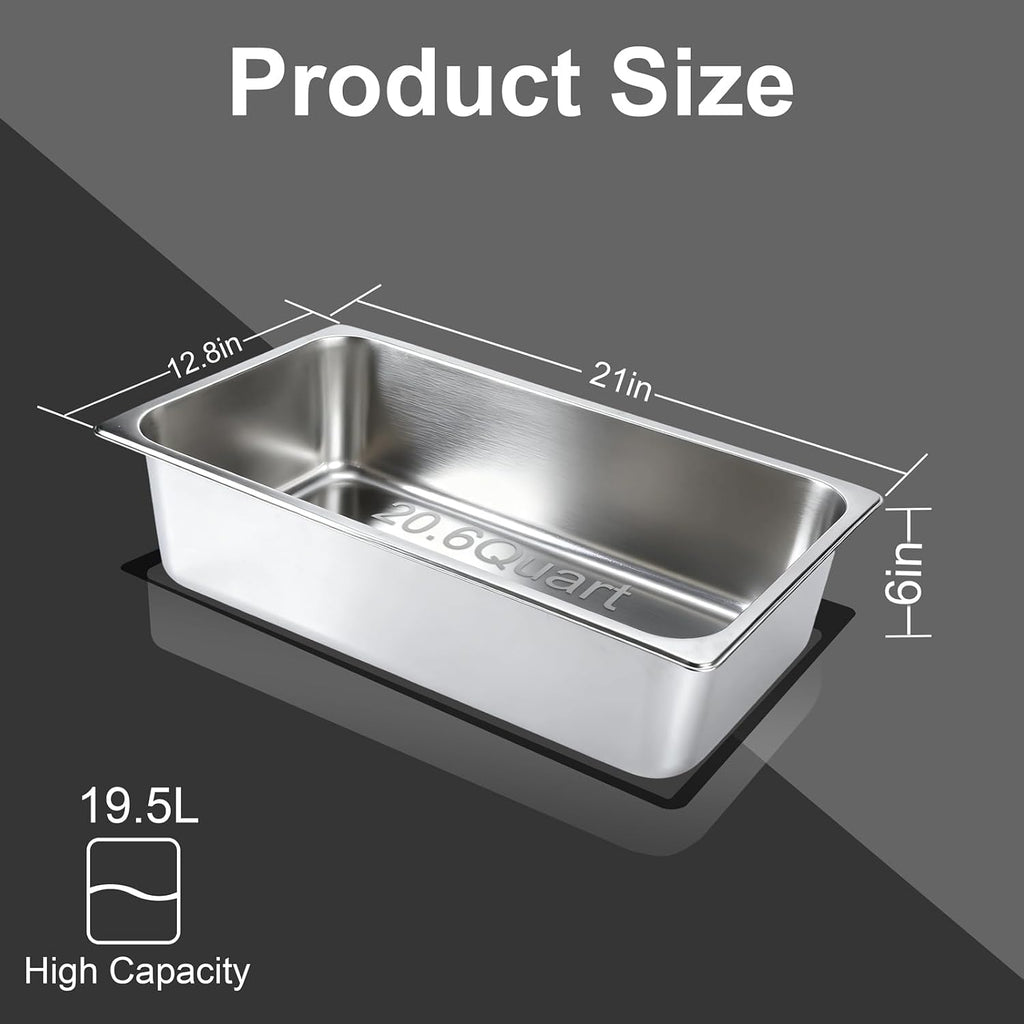 Hotel Pans with Lids 2 Pack 1/1 Size 6" Deep
