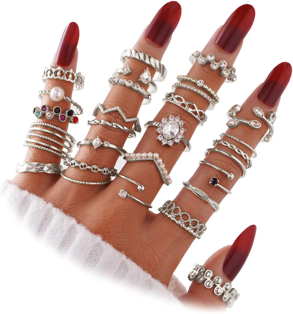 Gold Knuckle Rings Set For Women Vintage Stackable Joint Finger Midi Rings Dainty Cubic Zirconia Crystal Simple Twist