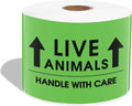 3" X 5" Live Animals This Side Up Shipping Stickers - Handle with Care