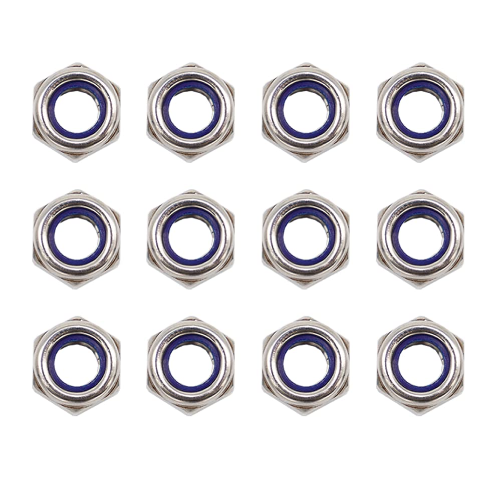 M12‑1.75 Lock Nuts, 12Pcs Stainless Steel Nylock Insert Locking Nuts