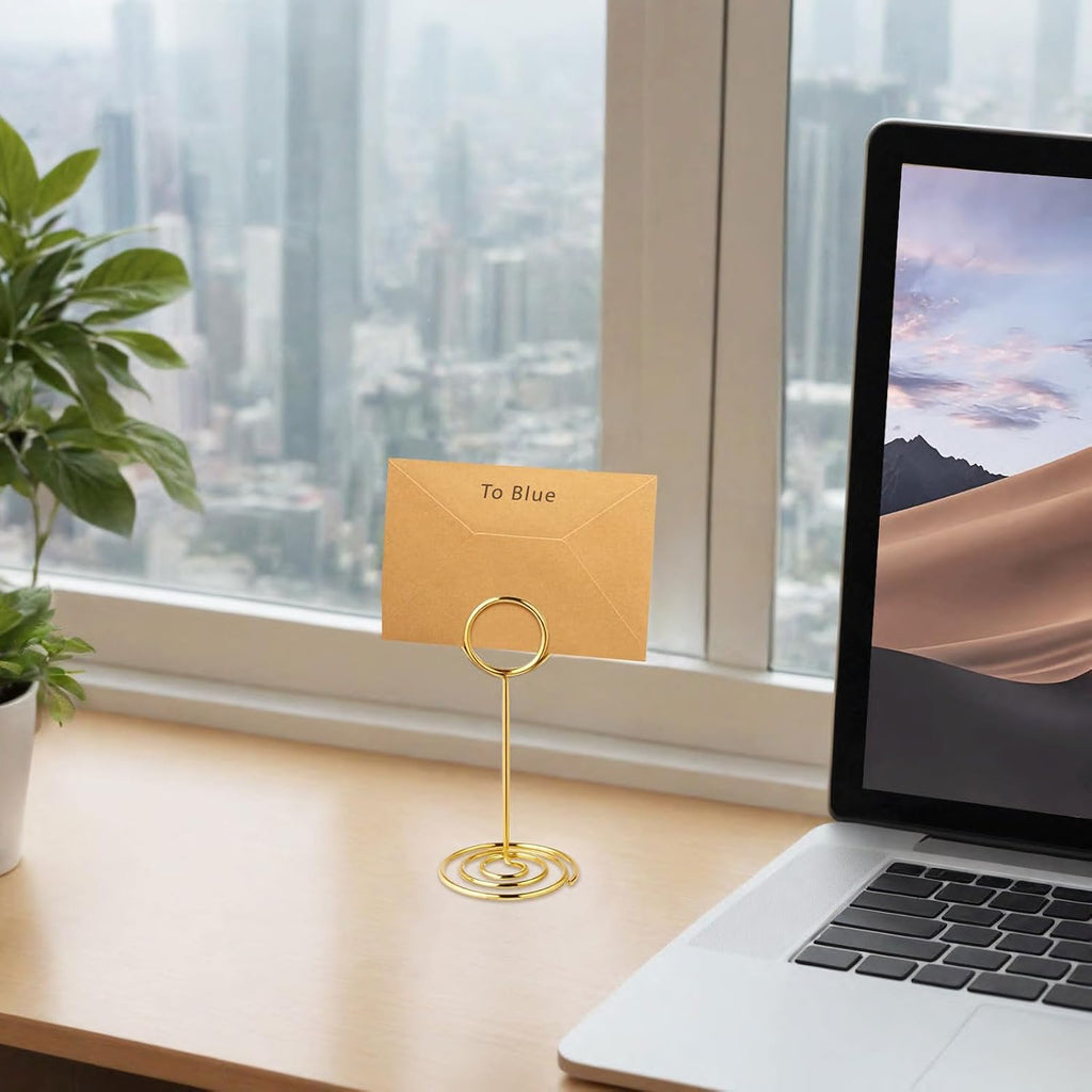 Gold Table Number Holder Card Place Card Holder, 20 PCS | 3.34 Inch Table Card Holder, Cards Stand, Name Menu Clips
