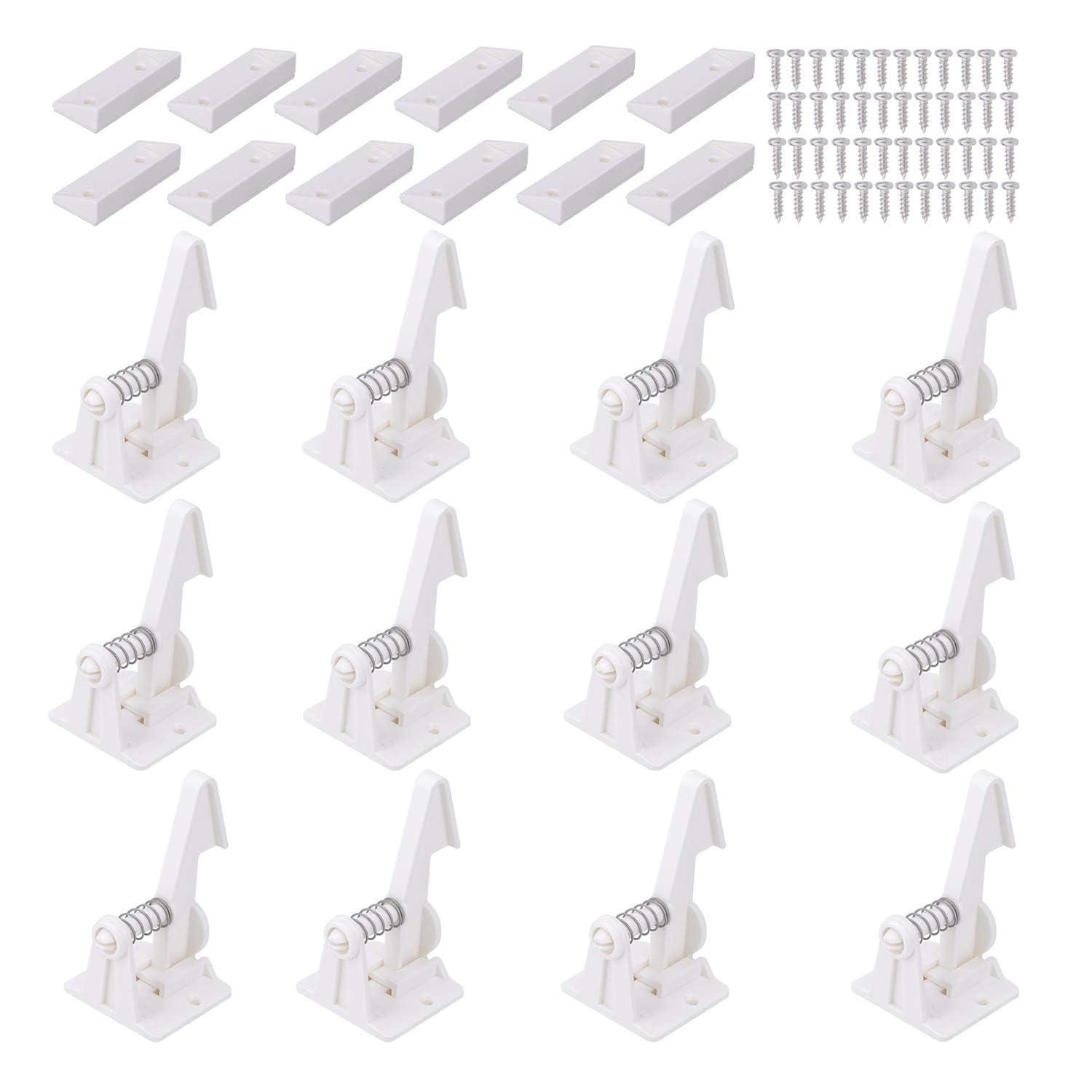 12 Pack Cabinet Locks Child Safety Latches - Baby Proofing Cabinets Drawer Lock with Adhesive Easy Installation - No