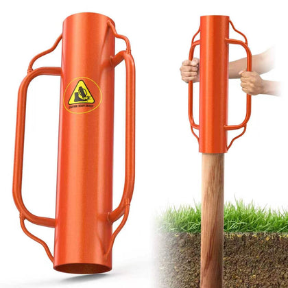 Heavy Duty T Post Driver, 17" Steel Fence Post Pounder with Handles, Orange。8LB
