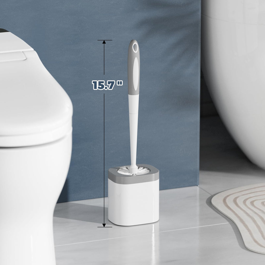 Toilet Brush and Holder Set, Space Saving, 2 Pack, White