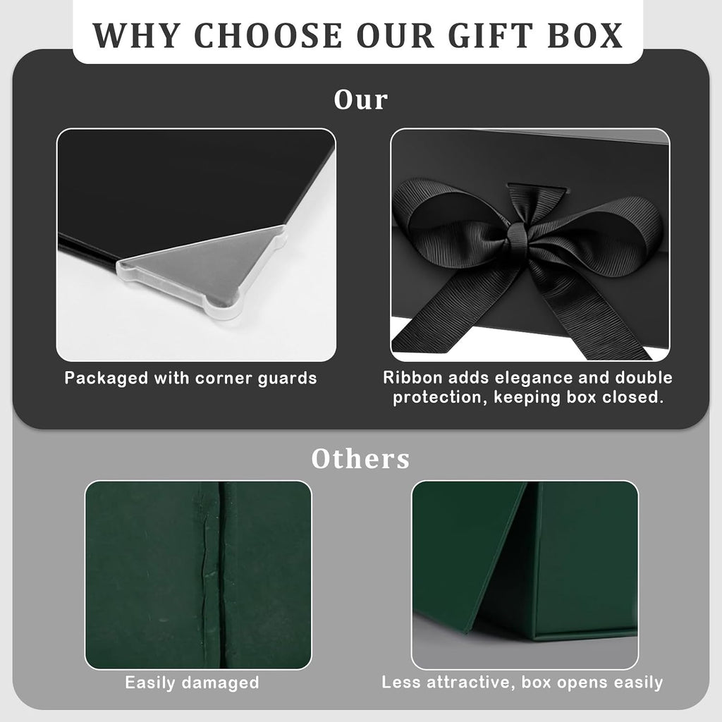 Black Magnetic Gift Box for Men Medium Gift Boxes with Lids for Birthday