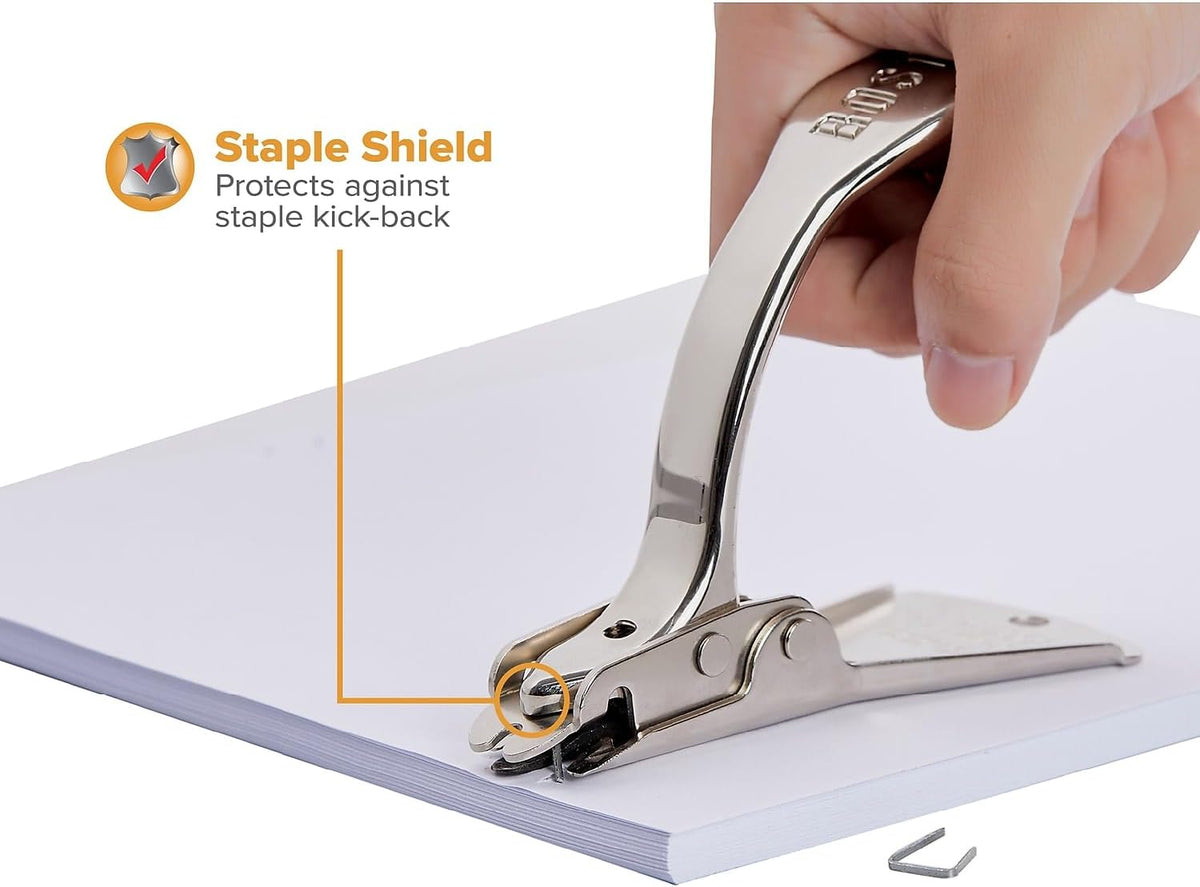 Office Heavy Duty & Carton Staple Remover, Built in Staple Shield, Wear- Resistant Nickle Plated Finish Chrome