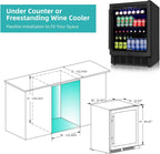 24 Inch Under Counter Beverage Refrigerator, 180 Can Drink Fridge