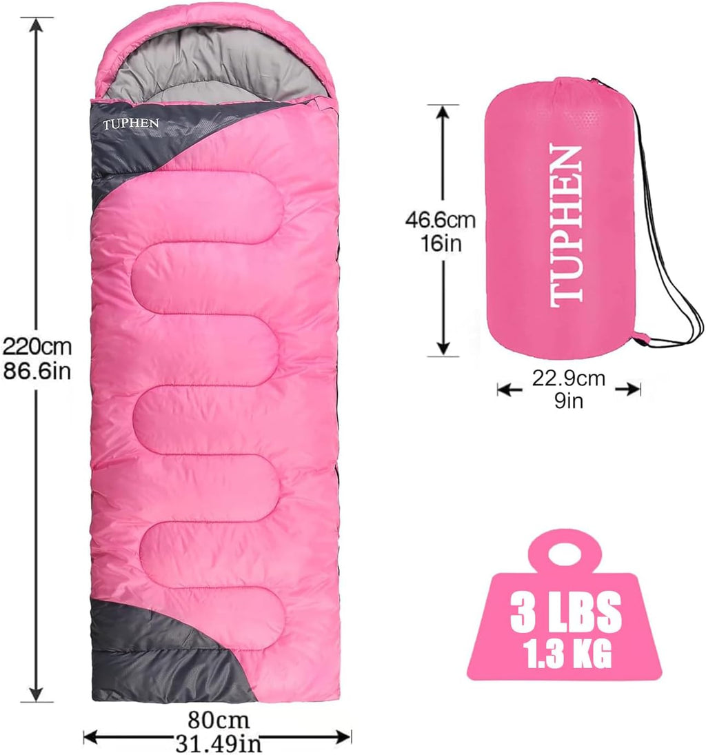 Sleeping Bags for Adults Kids Boys Girls Backpacking Hiking Camping Microfiber Liner, Cold Warm Weather 4 Seasons