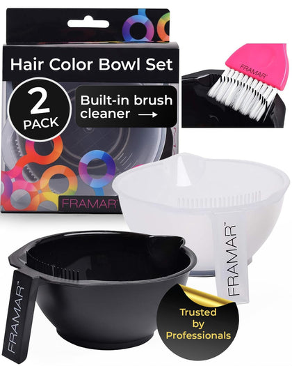 Color Bowl with Cleaner Set, Color Bowls For Hairstylist – 2 Pack | Hair Dye Bowl With Brush Cleaner Reduces Waste