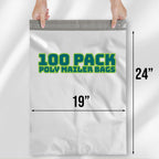 Poly Mailers 19x24 Inch - 100 Pack - Large Shipping Bags for Clothing & Packages, Strong Adhesive Sealing Mailing