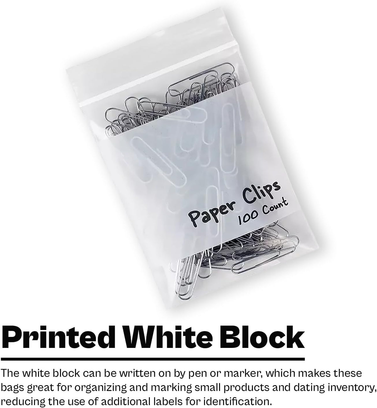 PSBM White Block Reclosable Plastic Poly Bags 2 Mil 6 x 9 Inch 1000 Pcs