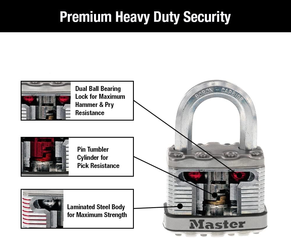 M5XT Magnum Heavy Duty Outdoor Padlock with Key, 2 Pack Keyed-Alike