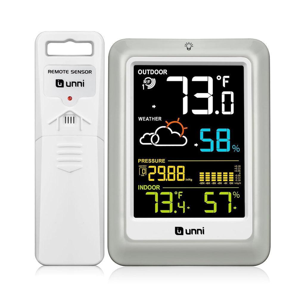Indoor Outdoor Thermometer Wireless Weather Station 330ft Sensor, Multi | 330ft Range Sensor and Adjustable