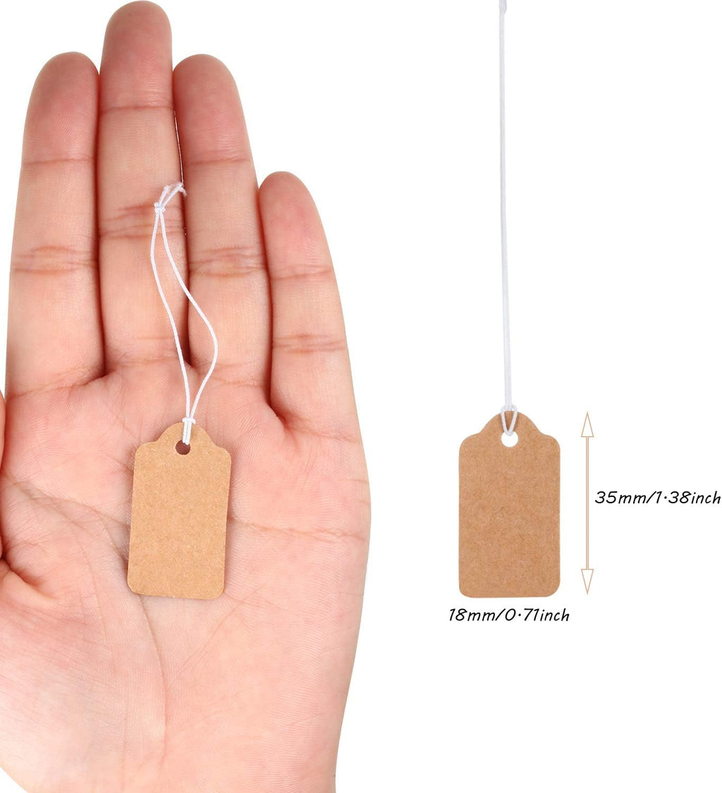 300 pcs Kraft Price Tags with Elastic String 1.38 x 0.71 Inch