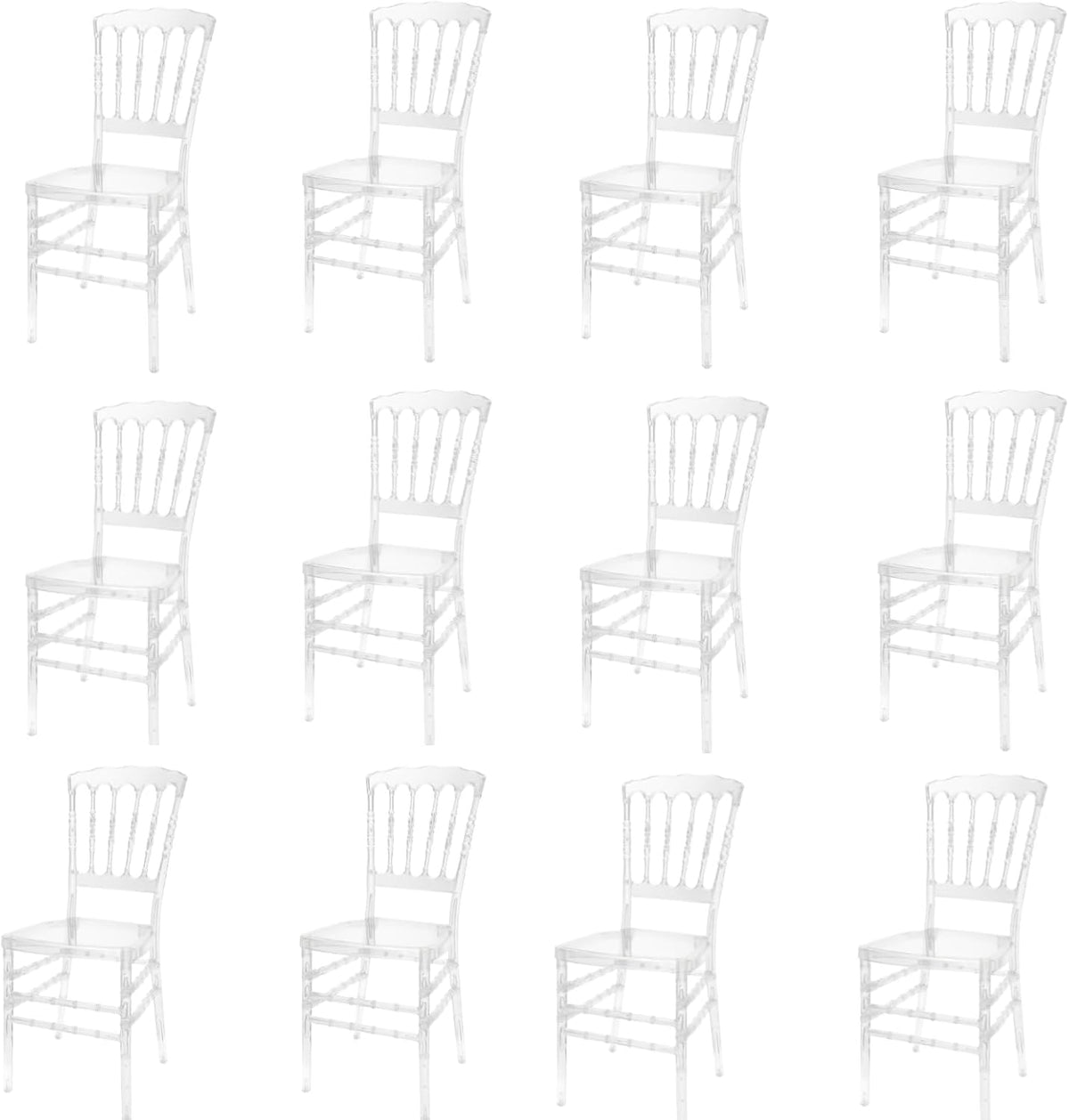 Set of 12 Clear Chiavari Chairs, Accent Event Ghost Chairs