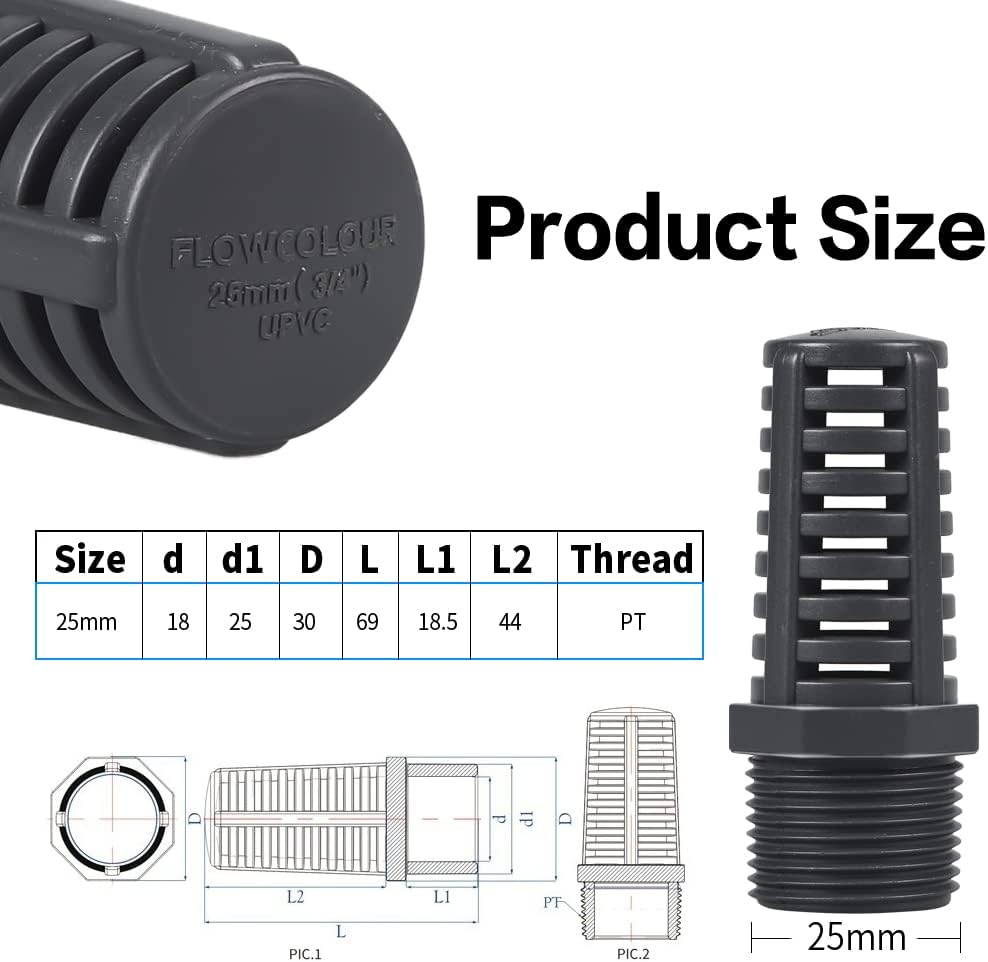 TOMEX 3/4 Inch Threaded Suction/Overflow Strainer, Screen Strainer 3/4 Inch (2 Pack)