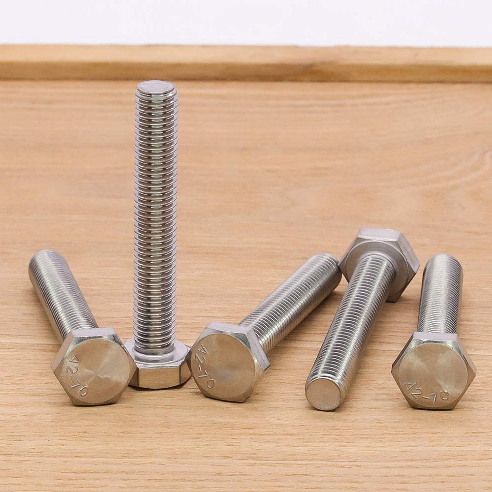1/2-13 x 4-1/2" Hex Head Bolts Screws, 304 Stainless Steel 18-8, Fully Threaded, Hexagon Head Cap Bolts Screws, Coarse Thread UNC, 5 PCS