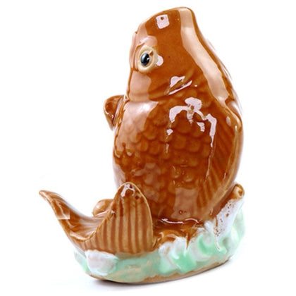 Fountain Spitter, Ceramic Carp Statue Traditional Style Fountain Spitter and Home Decor Figurine for Good Fortune Yellow