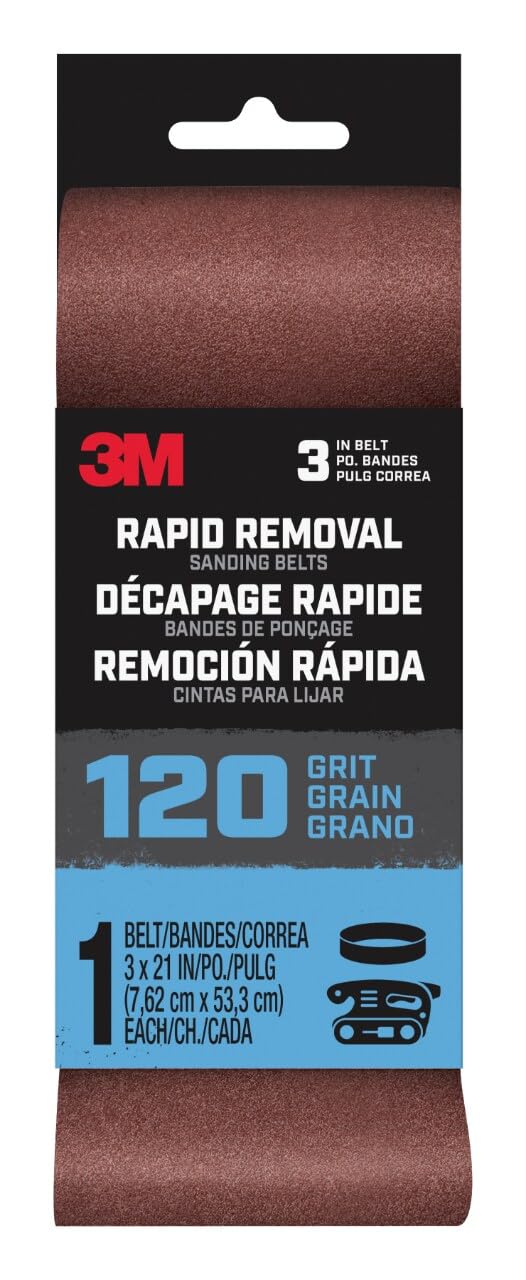 3M Rapid Removal 3 in. x 21 in. Power Sanding Belt, 120 Grit, 1/Pack