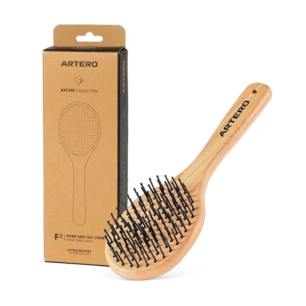 Up and Down F2 Mane and Tail Brush for Horses, Bamboo Handle