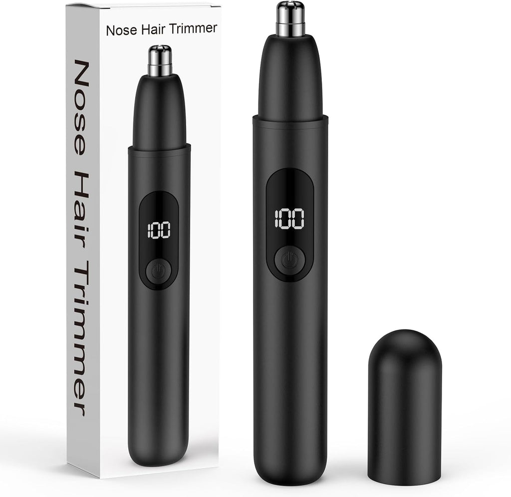 Nose Hair Trimmer, Rechargeable Cordless Painless Ear Eyebrow Trimming Tool Dual Edge Blades Razor Easy Cleansing