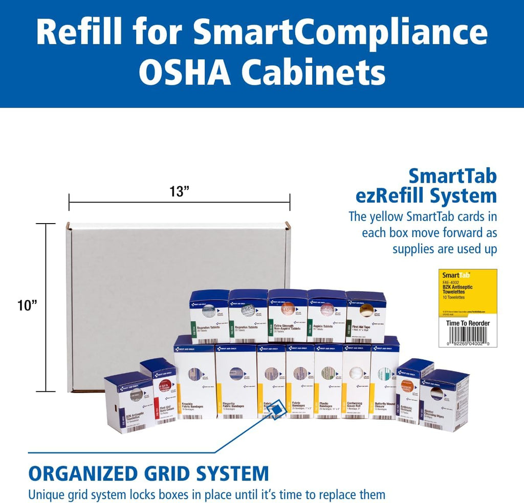 700002 SmartCompliance 50-Person First Aid Kit Refill Supplies for Business, Worksite, and Home, 237 Pieces, Blue
