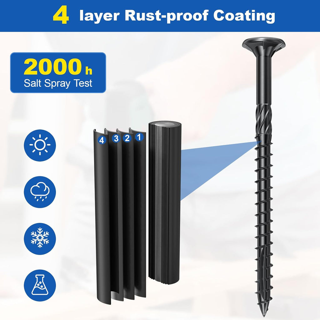 #10 Wood Screws Assortment Kit, 480Pcs 4Sizes Screws Set Assorted Screws