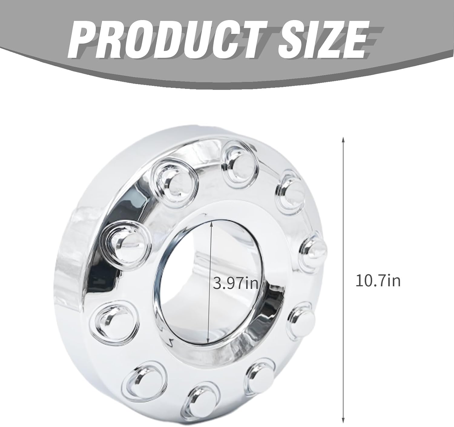 5C3Z1130NA 10 Lug Front Wheel Center Hub Cap Cover Replacement for 2005-2017 Ford F450 F550 Super Duty DUALLY, Chrome