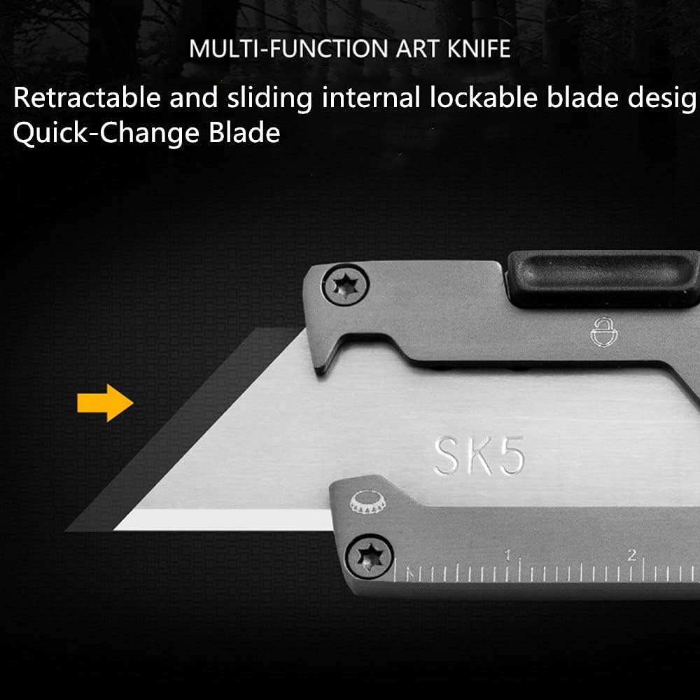 Stainless Steel Keychain Utility Knife, EDC Pocket Retractable Box Cutter