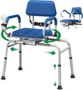 FSA/HSA Eligible Sliding Shower Chair Tub Transfer Bench for Bathtub with Swivel Seat, Padded Shower Bench with