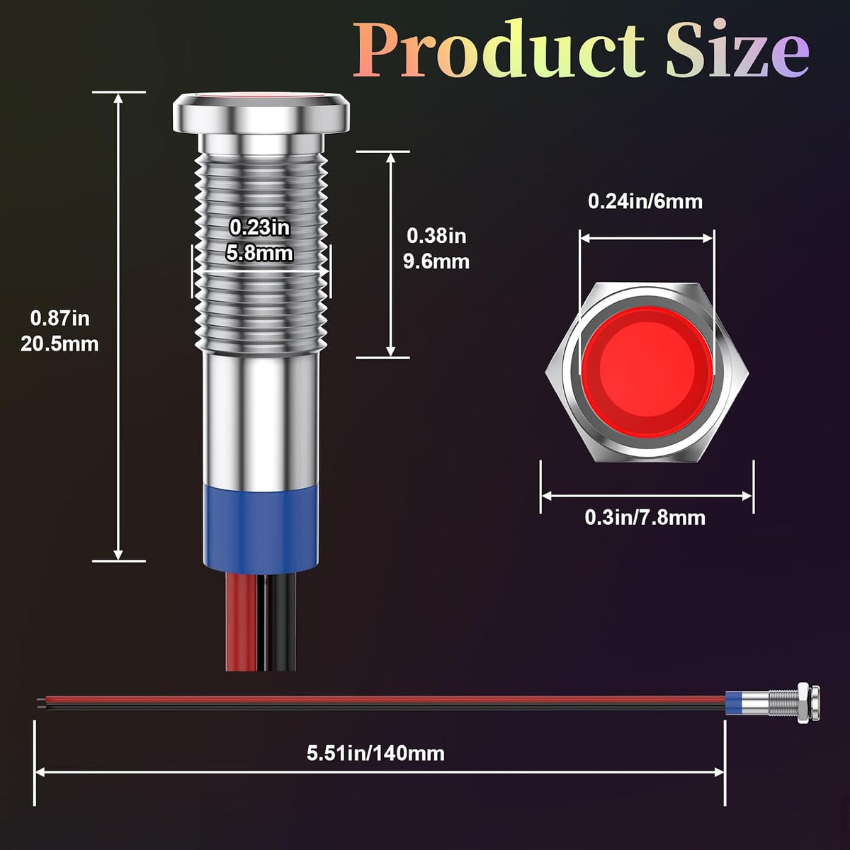 10 PCS Led Indicator Light 12V, Metal 12V Led Light