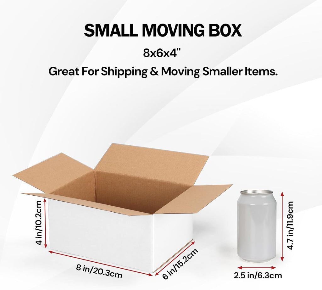 30 Pack 8x6x4 Shipping Boxes White, Small Corrugated Cardboard Box for Mailing, Packaging Small Business, Kraft