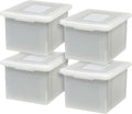 35 Qt File Box with Lid, File Storage Box for Letter Size Documents, Portable Plastic File Box, Stackable Nestable