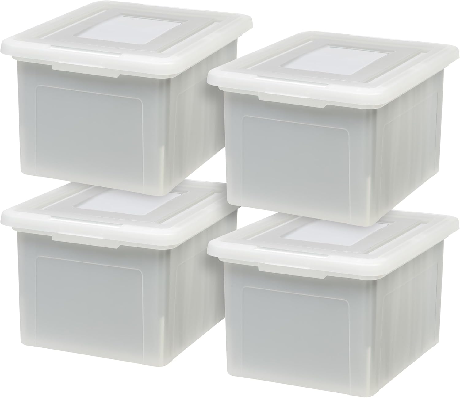 35 Qt File Box with Lid, File Storage Box for Letter Size Documents, Portable Plastic File Box, Stackable Nestable