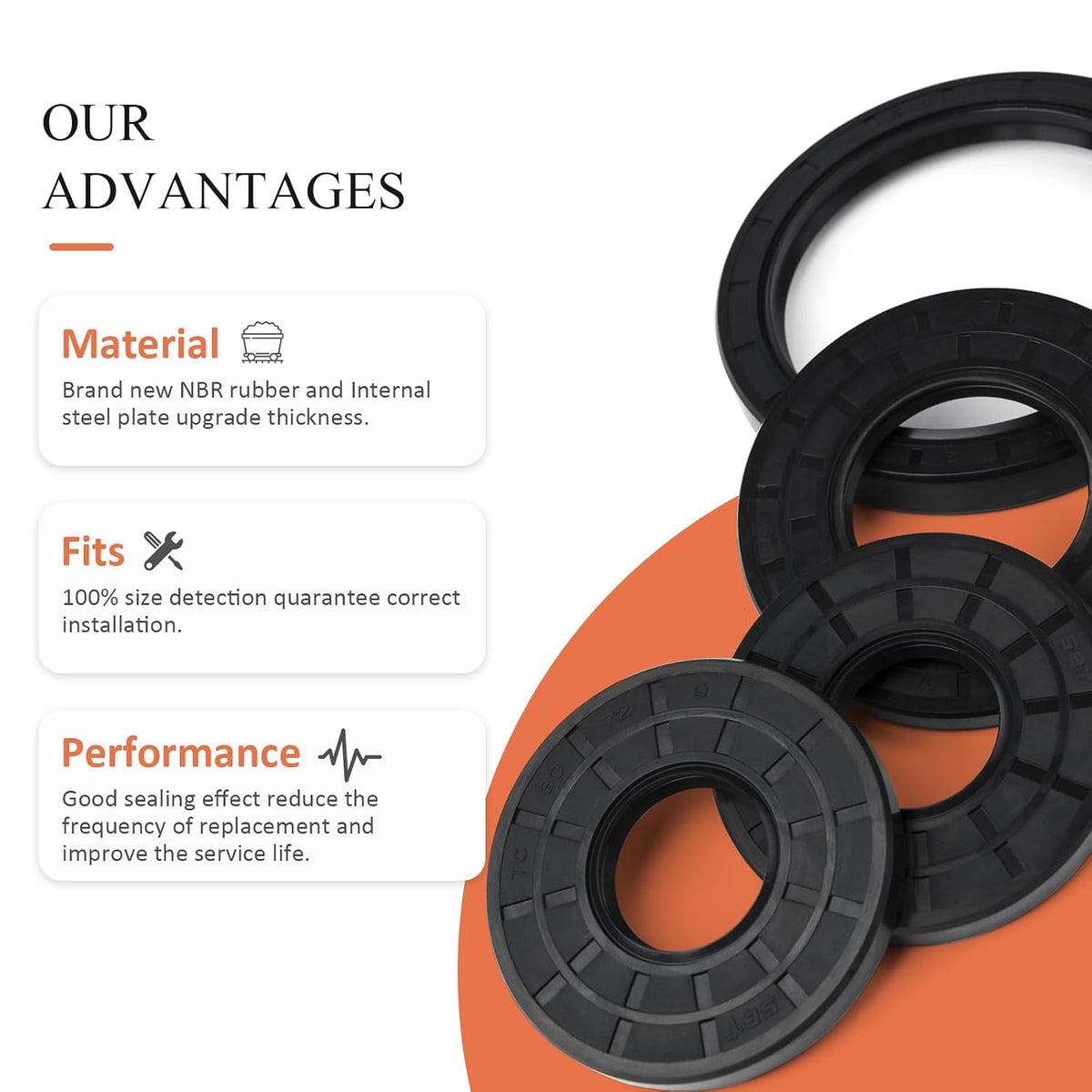 XIKE TC 12x24x7mm Nitrile Rubber Double Lip Spring-Loaded Oil Seal (2 Pack)