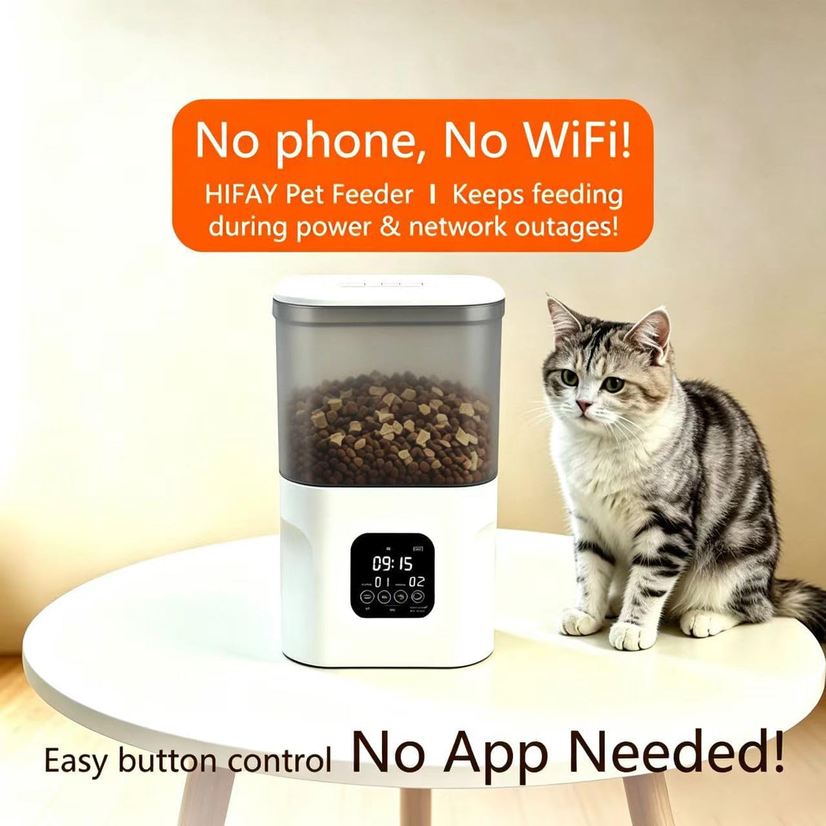 ATX4 Automatic Cat Feeder – 4L Timed Cat Dry Food Dispenser ，Food Dispensing Remains Functional After Power outages.
