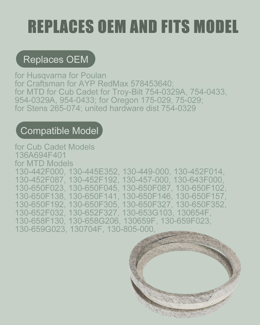 ACEBRI Deck Belt 38 Inch for Husqvarna 578453640