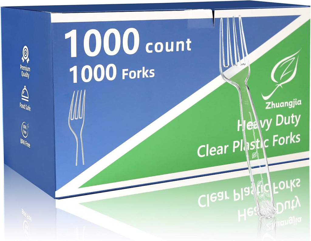 1000 Count Extra Heavy Duty Clear Plastic Forks
