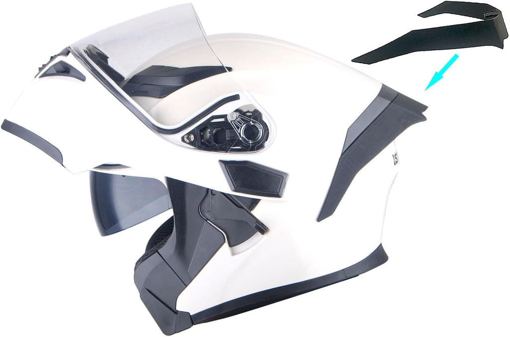 Motorcycle Modular Full Face Helmet Flip up Dual Visor Sun Shield: HB89 Glossy White