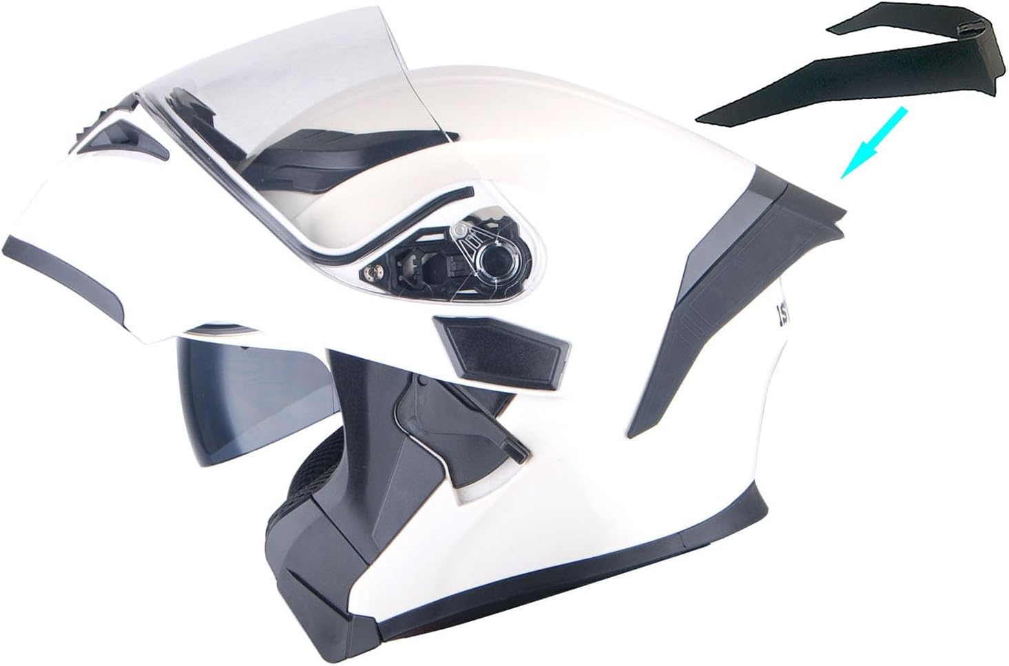 Motorcycle Modular Full Face Helmet Flip up Dual Visor Sun Shield: HB89 Glossy White