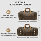Waxed Canvas Duffel Bag 50L, Army Green