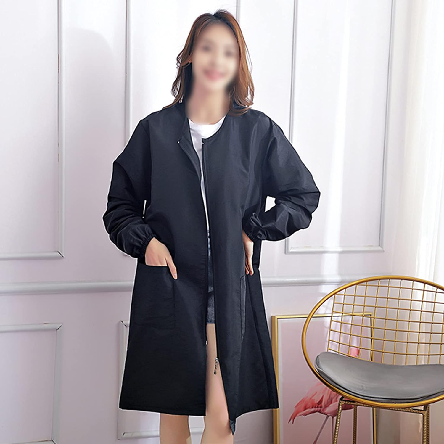 Polyester Professional Salon Smock Hair Stylist Jacket | Water-resistant Haircut Cape, Pet Grooming Workwear, Barber