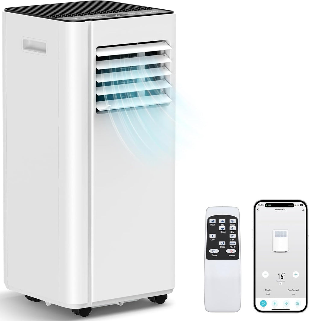 16000 BTU Portable Air Conditioners with WiFi APP | 5-in-1 Fast Cooling for 850 Sq.Ft, Dehumidifier, Fan, 24H Timer