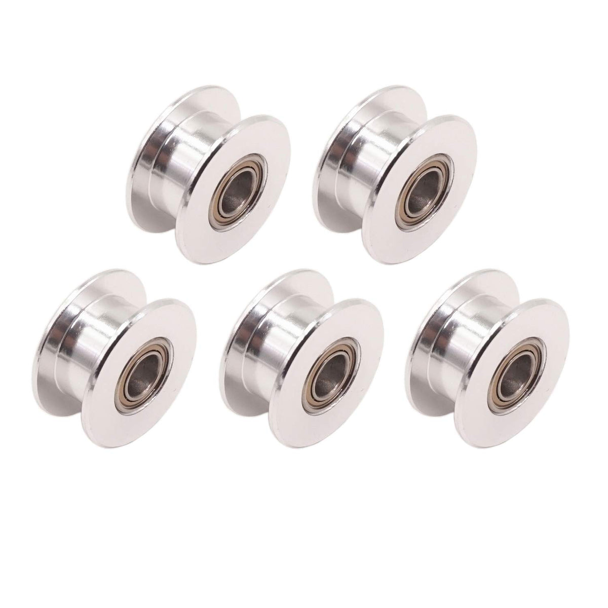 WINSINN GT2 Idler Pulley - 20 Toothless, 5mm Bore, for 6mm Width Timing Belt, Aluminum - Ideal for 3D Printers, CNC Machines (5-Pack)
