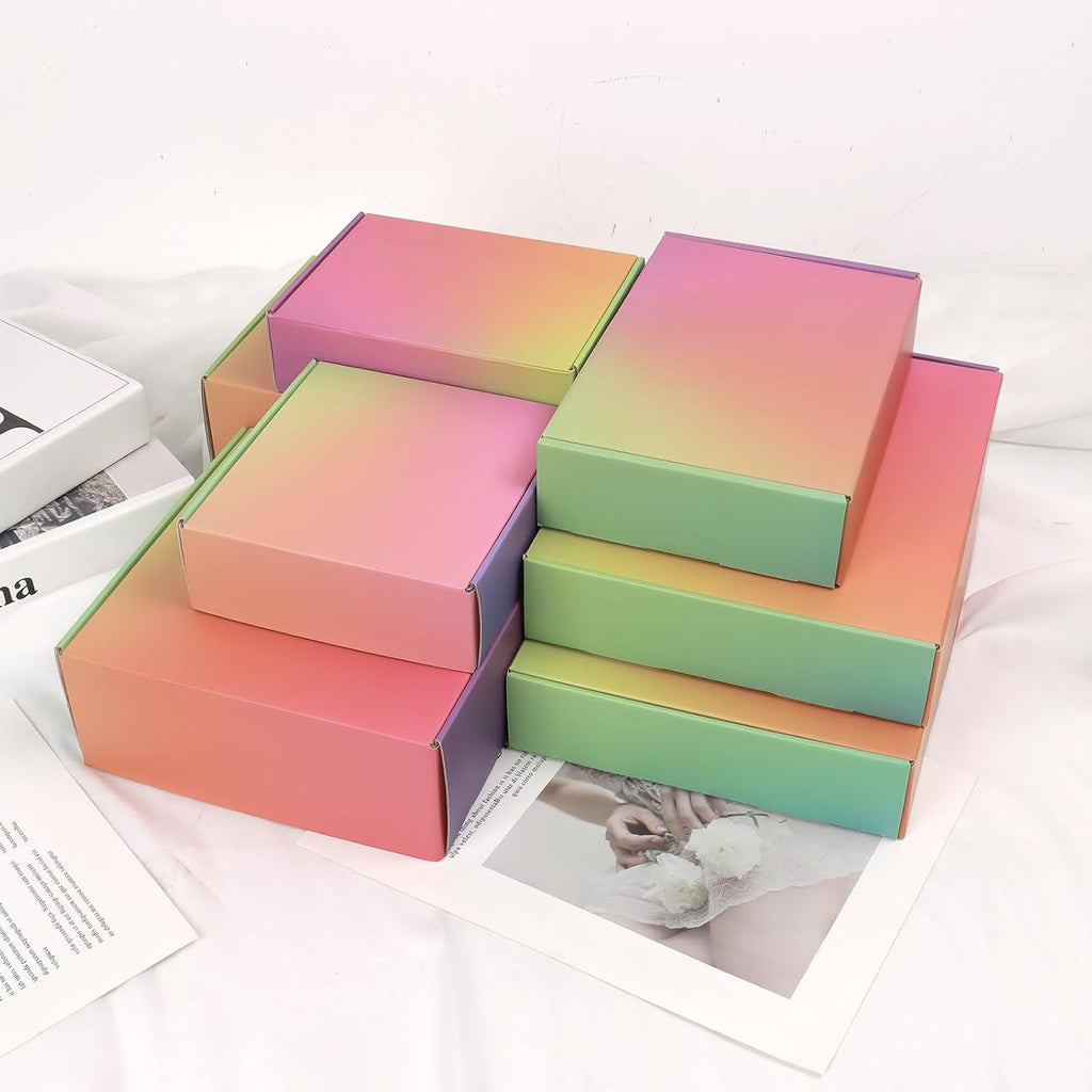 6x4x2 Shipping Boxes Small, 45 Pack Rainbow Corrugated Cardboard Mailer Boxes for Small Business, Mailing, Packaging